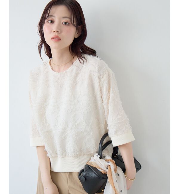  「《WEB限定》ジャガードクルーネックブラウス」|シャツ・ブラウス|