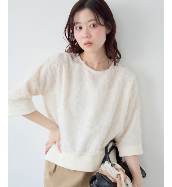  「《WEB限定》ジャガードクルーネックブラウス」|シャツ・ブラウス|