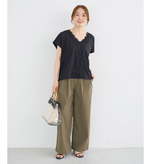  「フロントレースVネックカットソー」|Tシャツ・カットソー|