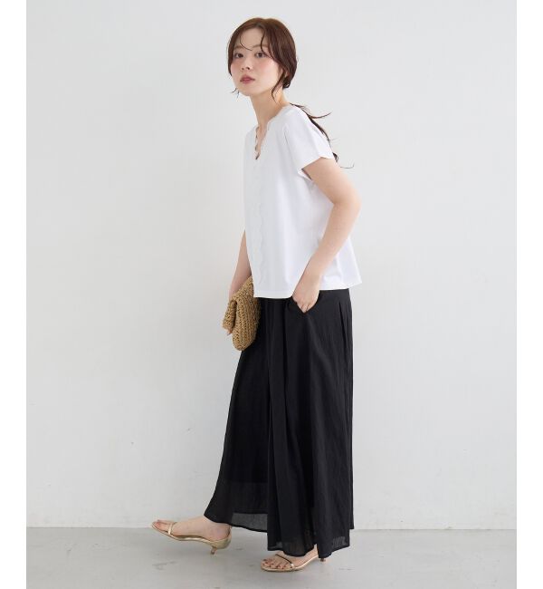  「フロントレースVネックカットソー」|Tシャツ・カットソー|