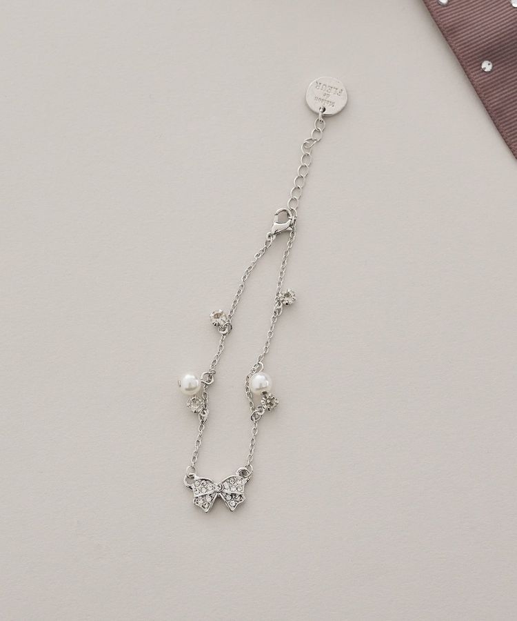 Maison de FLEUR「【サイズ調節可】リボンパールブレスレット」|ブレスレット・バングル|シルバー