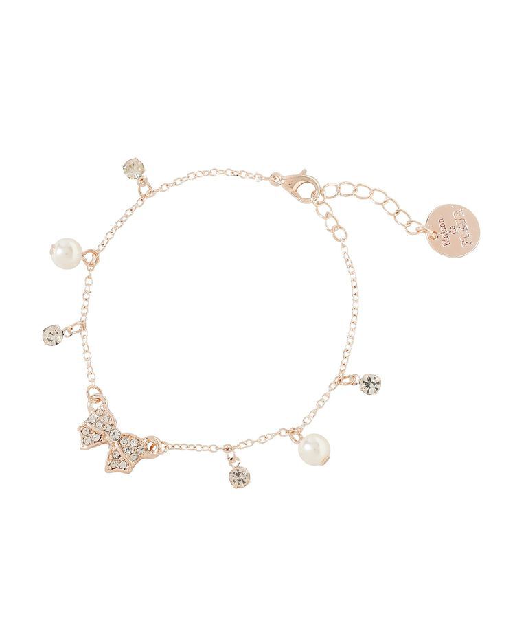 Maison de FLEUR「【サイズ調節可】リボンパールブレスレット」|ブレスレット・バングル|