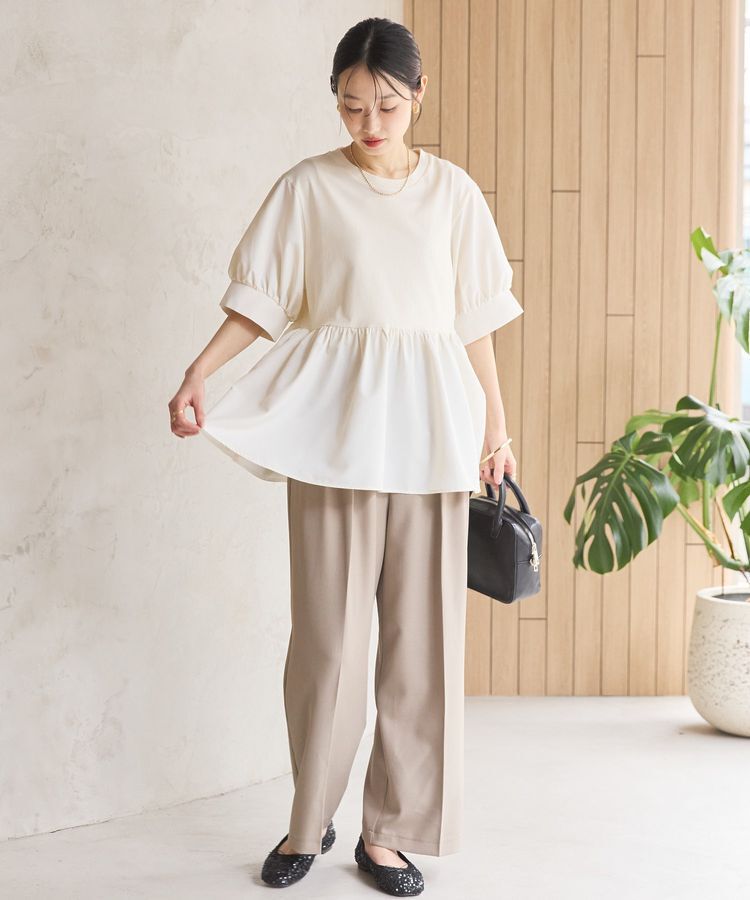 AMERICAN HOLIC「【WEB限定】異素材切替ペプラムプルオーバー」|Tシャツ・カットソー|