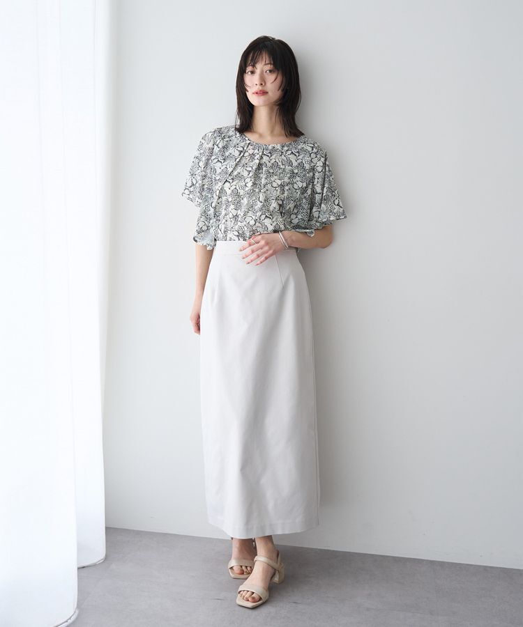 YECCA VECCA「ラインフルーツ柄ラッフルブラウス」|シャツ・ブラウス|