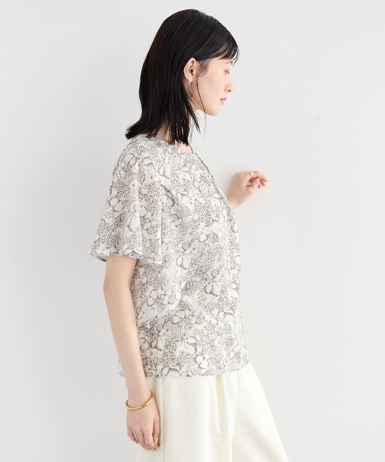 YECCA VECCA「ラインフルーツ柄ラッフルブラウス」|シャツ・ブラウス|