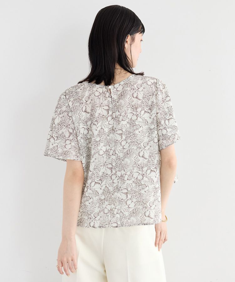 YECCA VECCA「ラインフルーツ柄ラッフルブラウス」|シャツ・ブラウス|