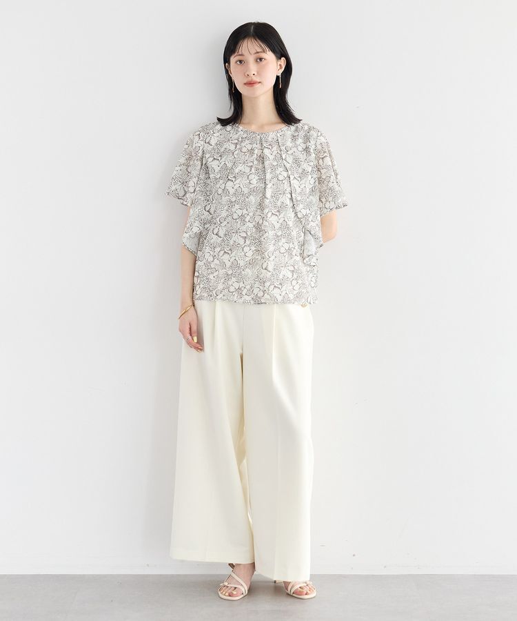 YECCA VECCA「ラインフルーツ柄ラッフルブラウス」|シャツ・ブラウス|