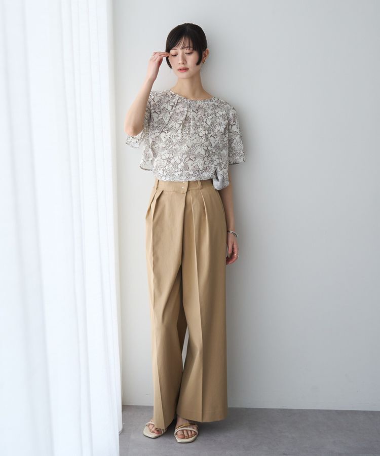 YECCA VECCA「ラインフルーツ柄ラッフルブラウス」|シャツ・ブラウス|