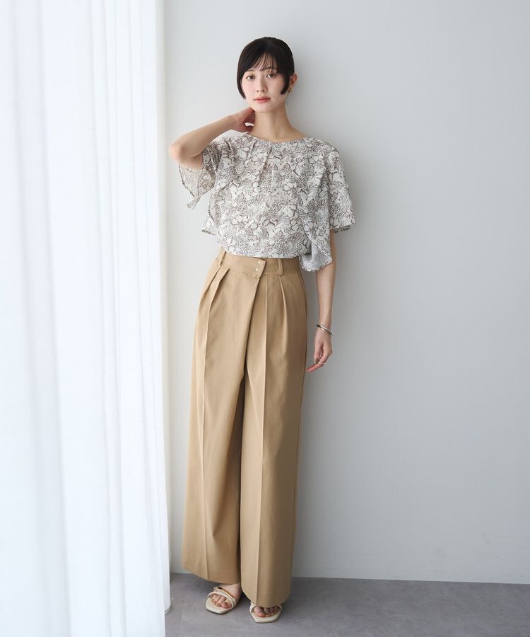 YECCA VECCA「ラインフルーツ柄ラッフルブラウス」|シャツ・ブラウス|