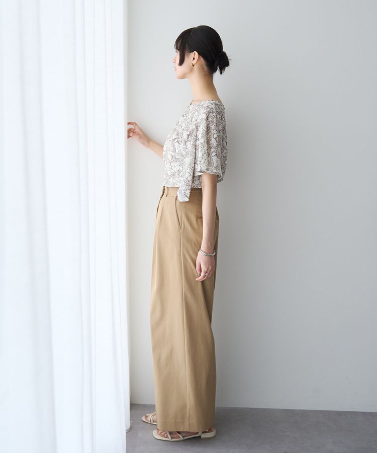 YECCA VECCA「ラインフルーツ柄ラッフルブラウス」|シャツ・ブラウス|