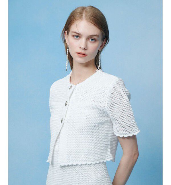 LOULOU WILLOUGHBY「メッシュクロッシェボレロカーディガン」|カーディガン|