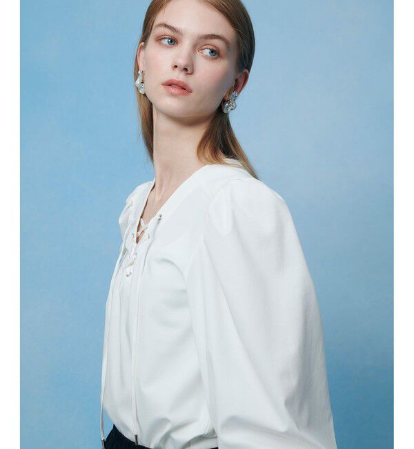 LOULOU WILLOUGHBY「【LOULOU WILLOUGHBY】モックロディレースアップマリンプルオーバー」|Tシャツ・カットソー|