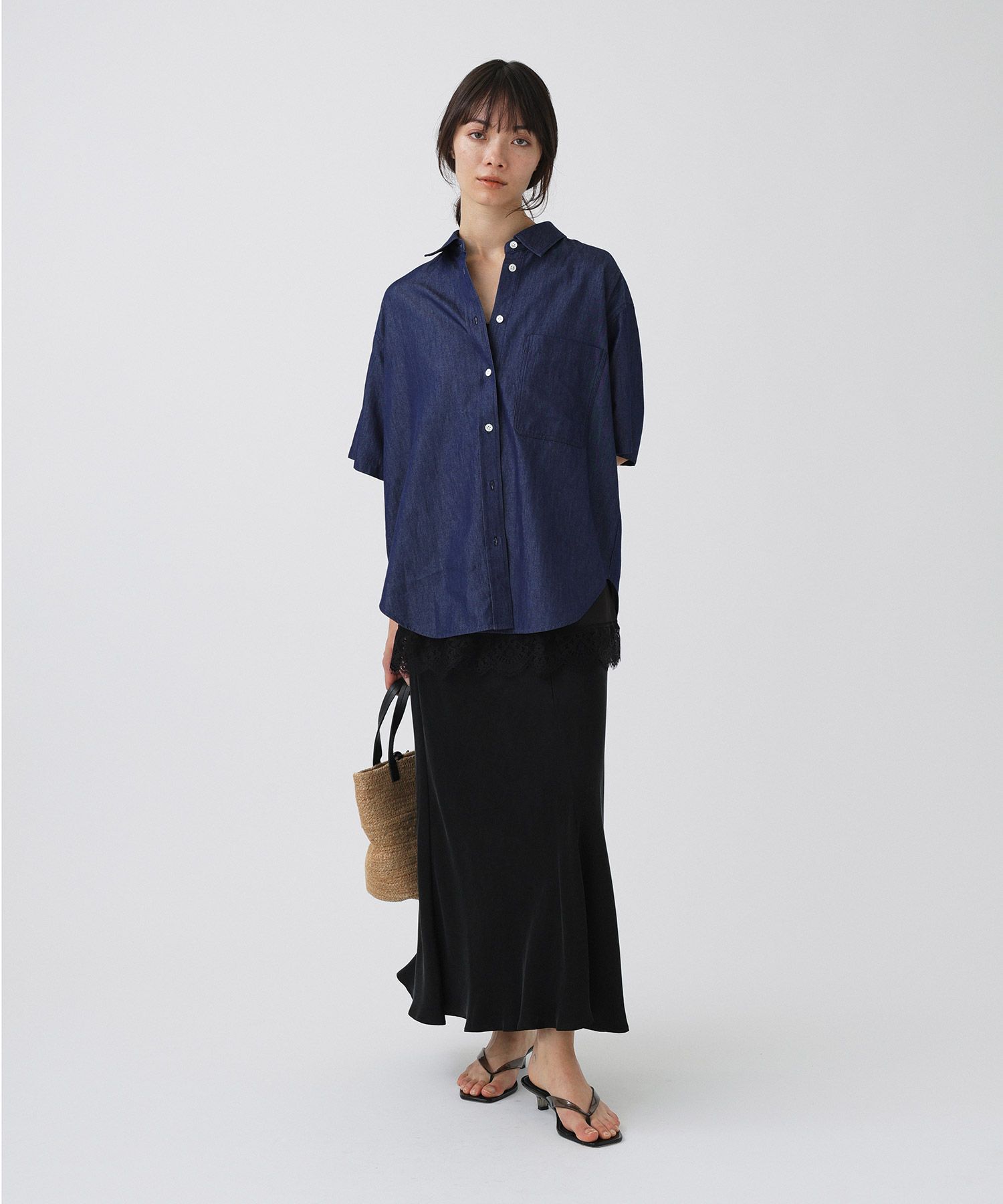 BABYLONE「ライトデニム半袖シャツ」|シャツ・ブラウス|