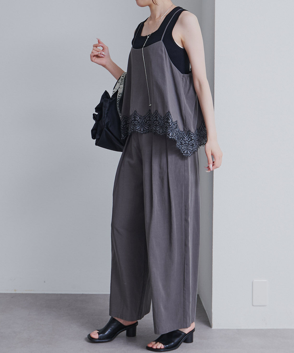  「【SET ITEM】レースヘムキャミソール+スラックスパンツセット」|その他|