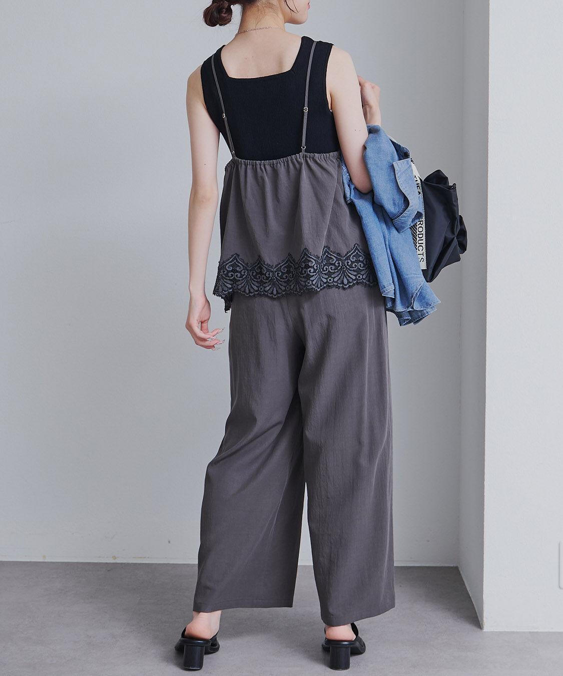  「【SET ITEM】レースヘムキャミソール+スラックスパンツセット」|その他|