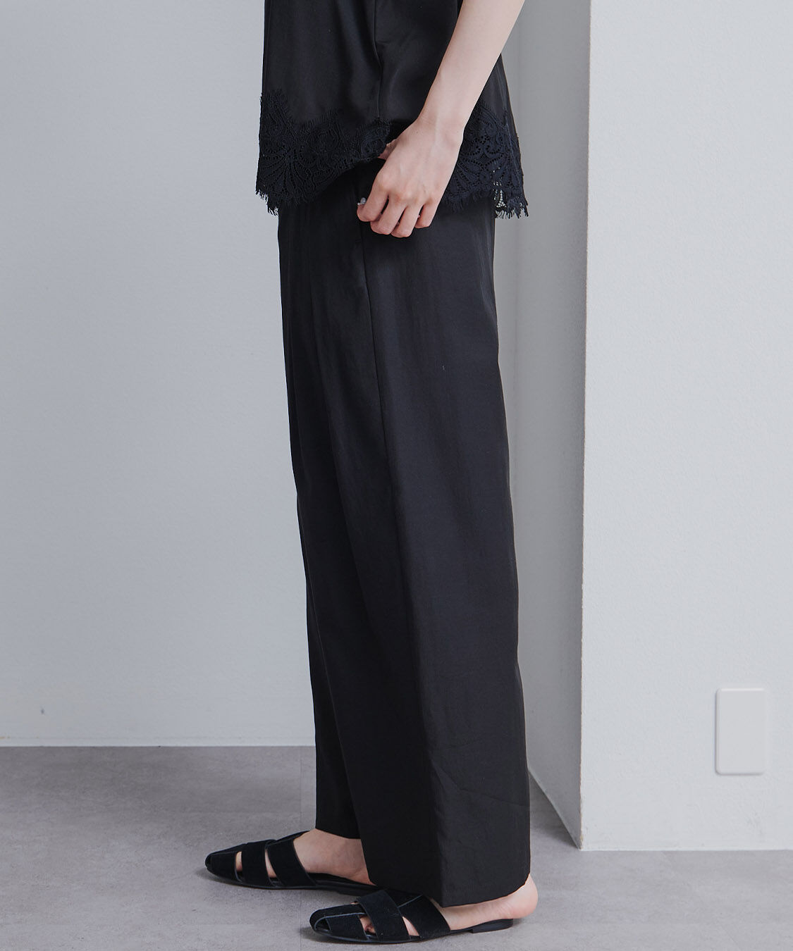  「【SET ITEM】レースヘムキャミソール+スラックスパンツセット」|その他|