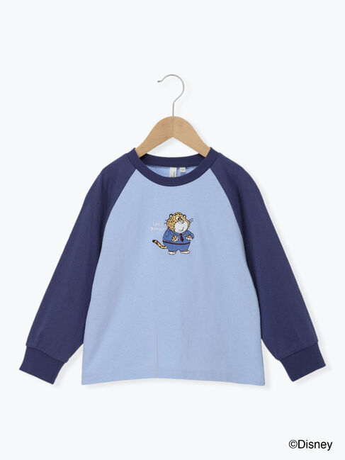 Samansa Mos2 Lagom「【Disney】ズートピア/刺繍入りラグランロンT」|Tシャツ・カットソー|ブルー