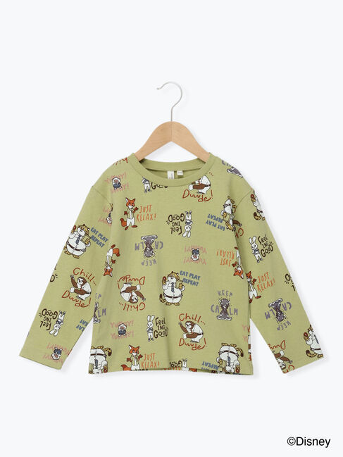 Samansa Mos2 Lagom「【Disney】ズートピア/総柄プリントロンT」|Tシャツ・カットソー|グリーン