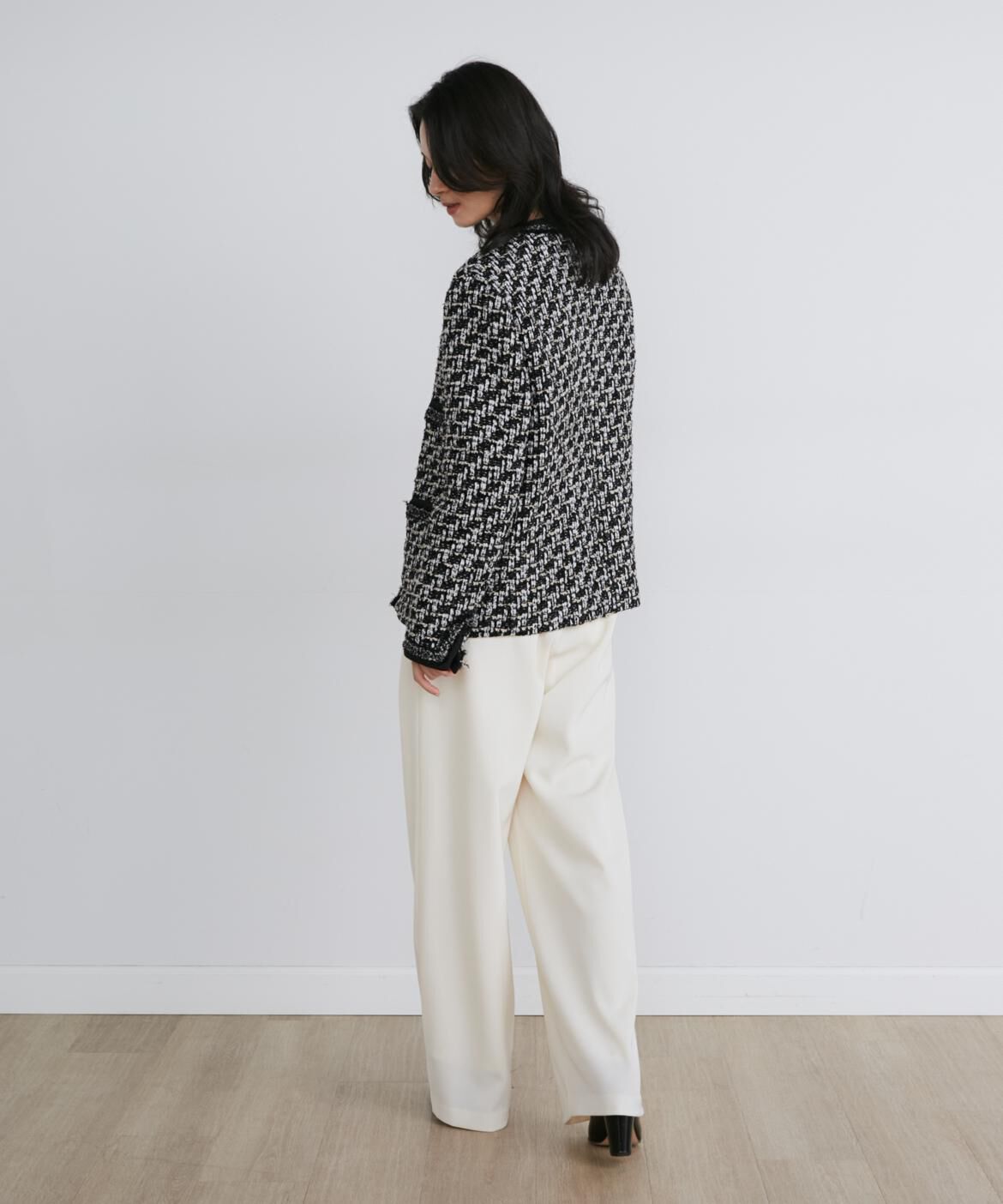 INED「LINTONツイードノーカラージャケット《la veille by SUPERIOR CLOSET》」|ノーカラージャケット|