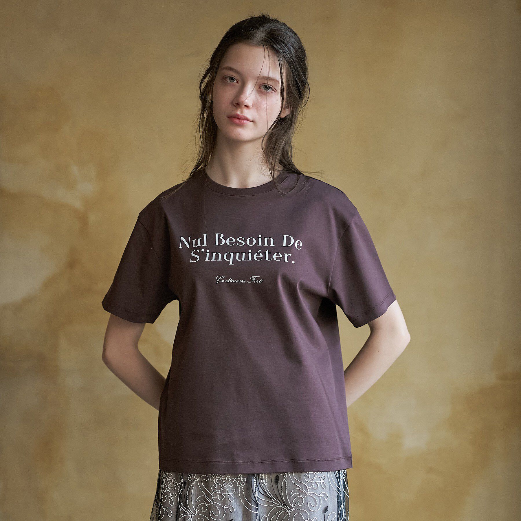 DRESSTERIOR「【接触冷感／抗菌防臭／消臭】アイスクリアコットンフレンチロゴT」|Tシャツ・カットソー|