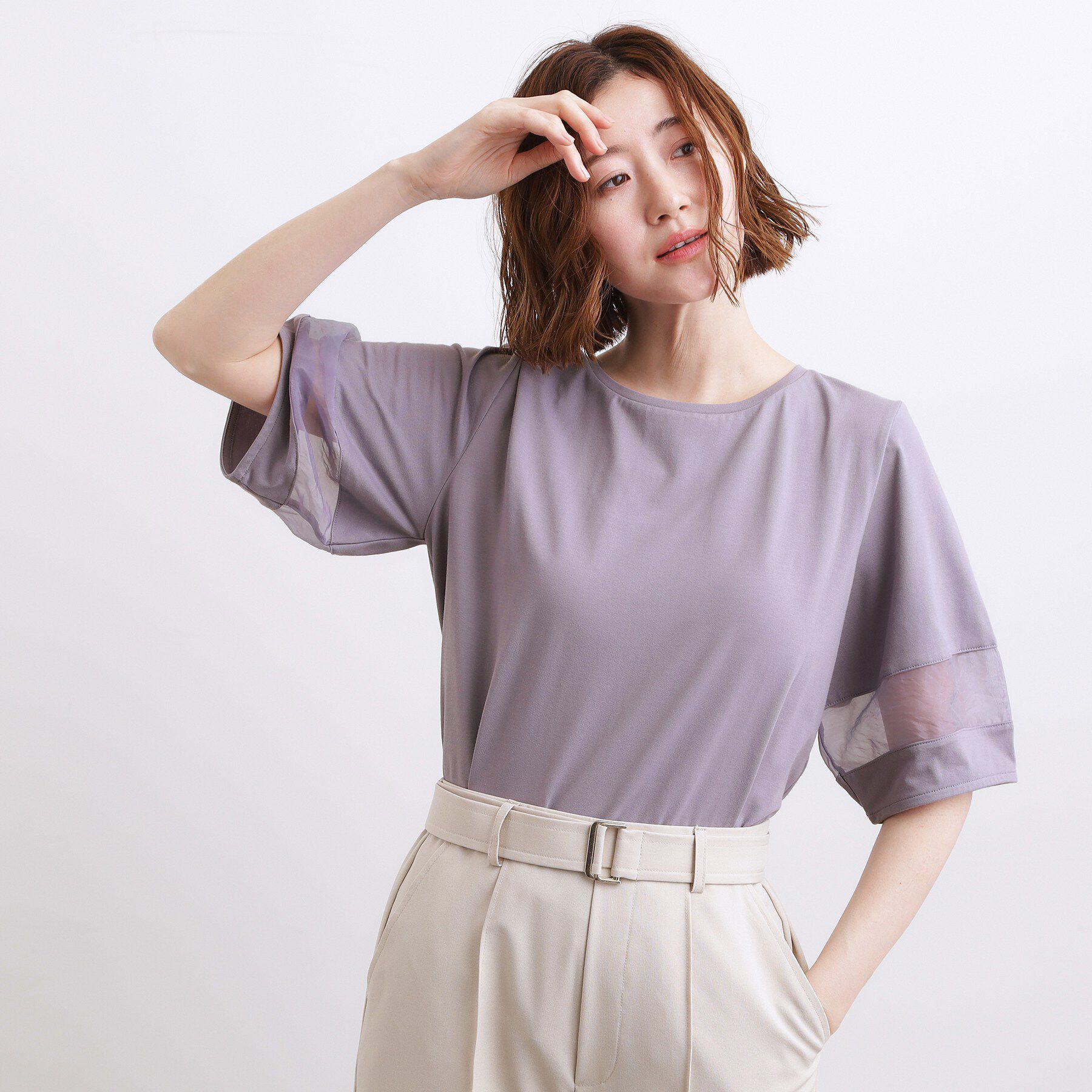grove「【吸水速乾・UVカット・接触冷感】シアードッキングランタンスリーブTシャツ」|Tシャツ・カットソー|パープル(081)