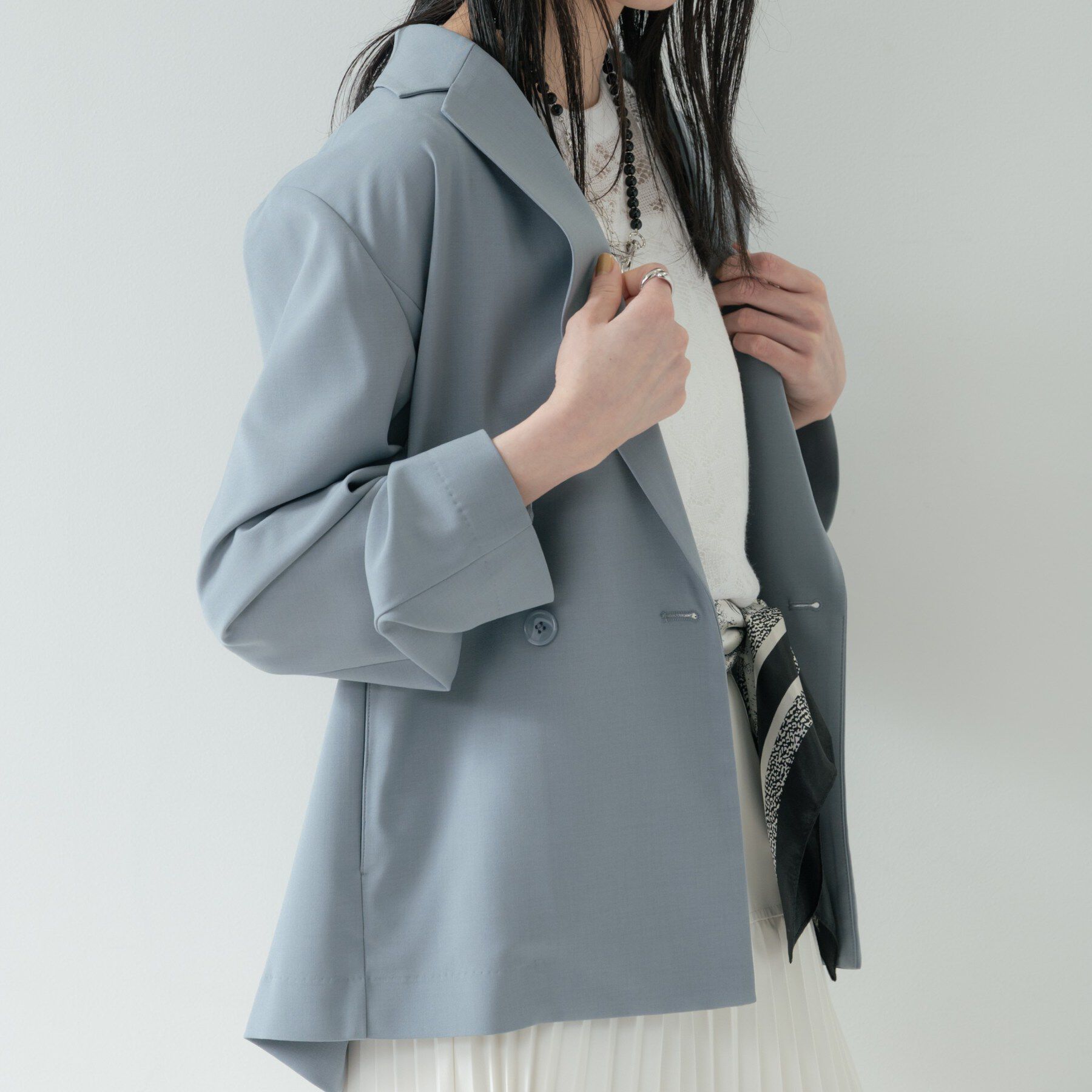 GALLEST「Comfy SET UP｜ダブルブレストイージージャケット【セットアップ対応／通勤／カセット服／接触」|テーラードジャケット|