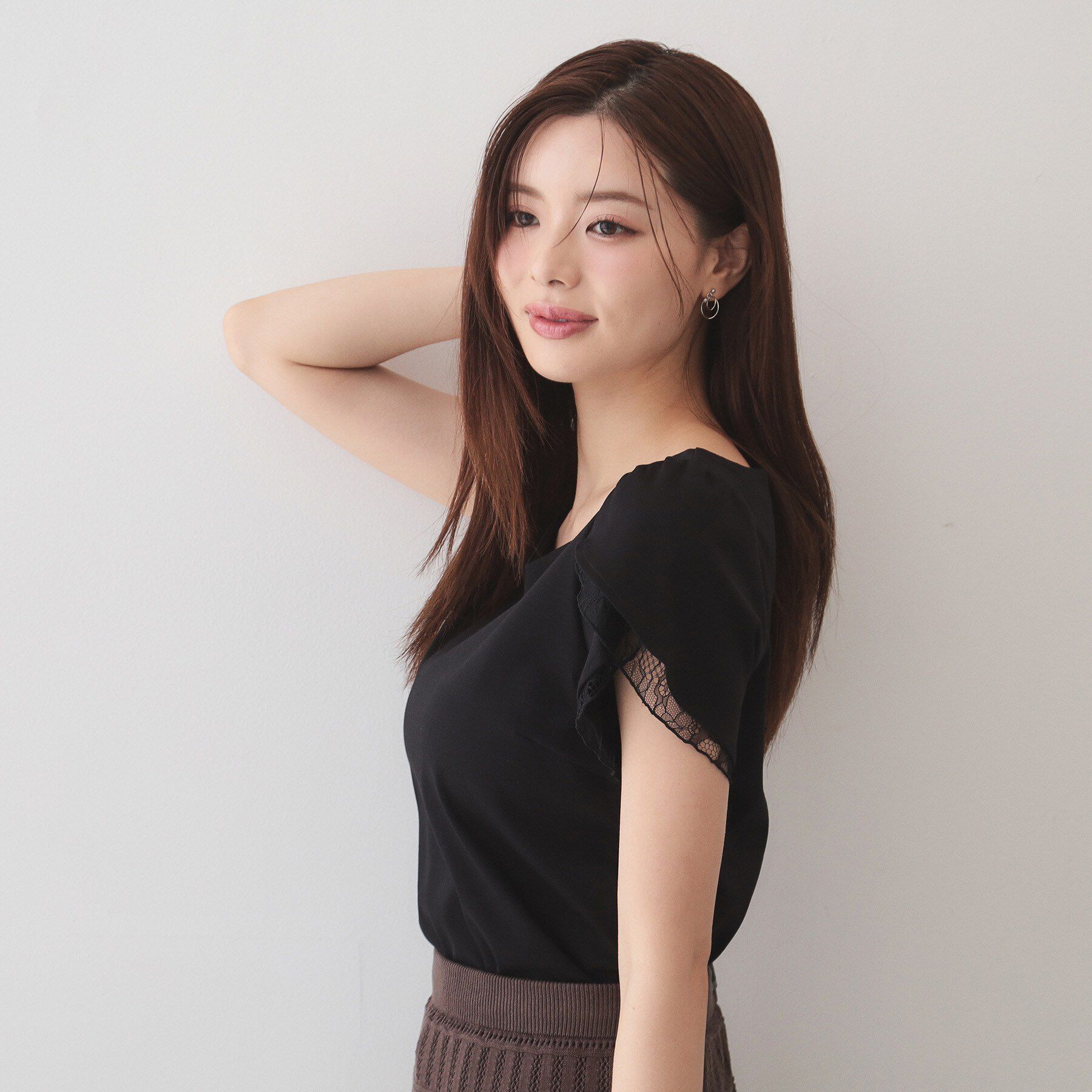 index「【接触冷感／UVケア】ハートネックレースレイヤードトップス《洗濯機OK／6col》」|Tシャツ・カットソー|
