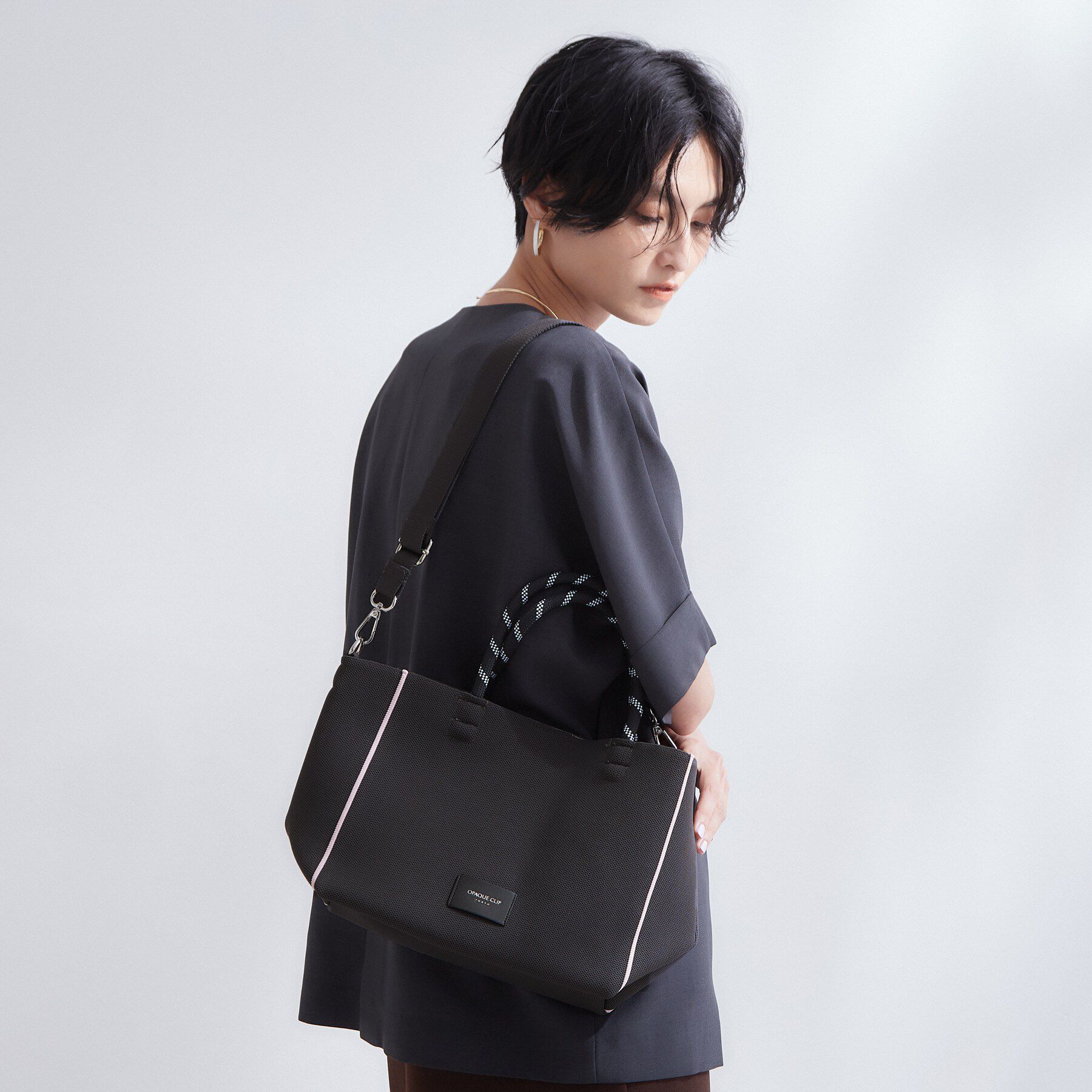 OPAQUE.CLIP「【2WAY】ロープハンドルバイカラーニットバッグ」|トートバッグ|