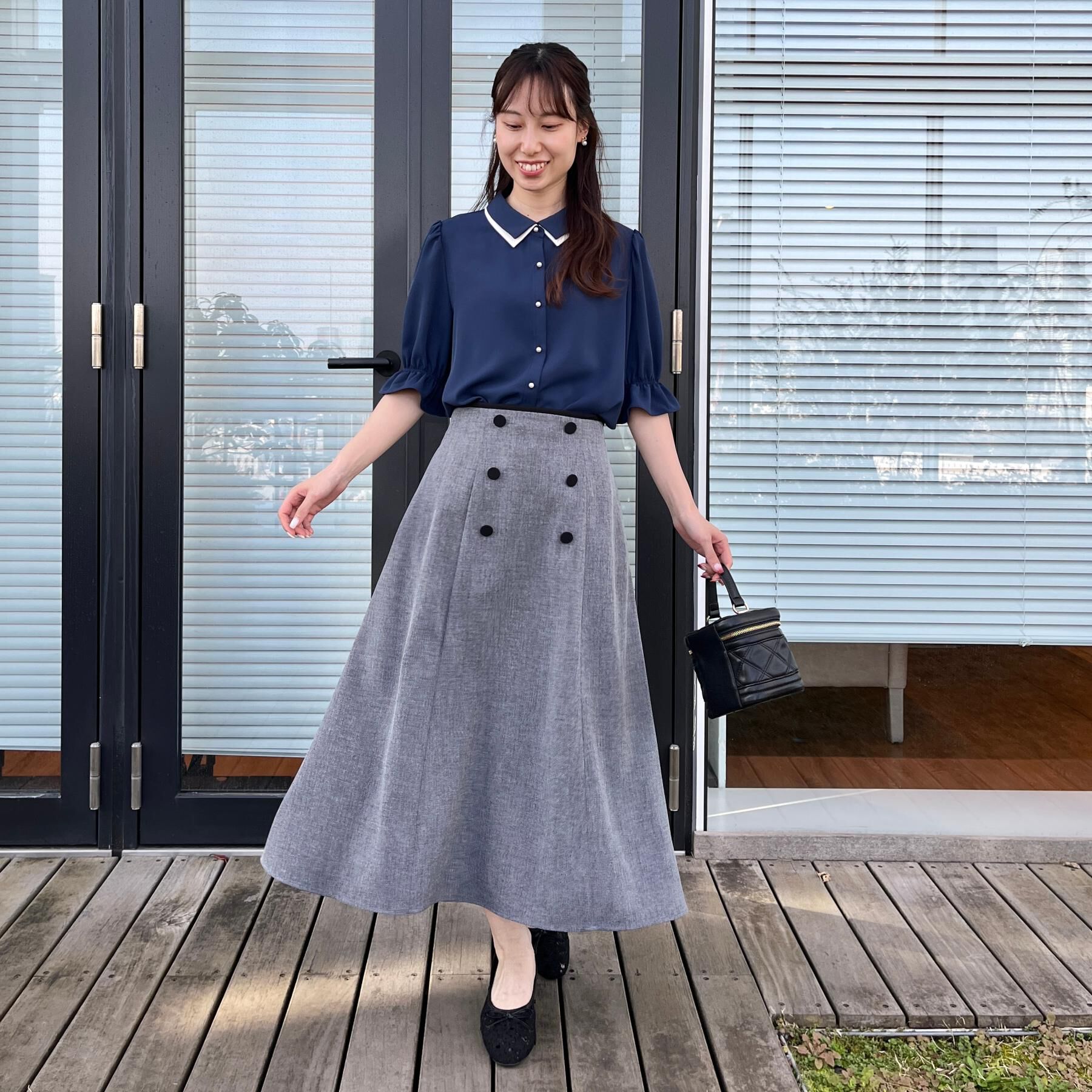 Couture broach「【通勤・洗える】配色ダブルカラー ブラウス」|シャツ・ブラウス|