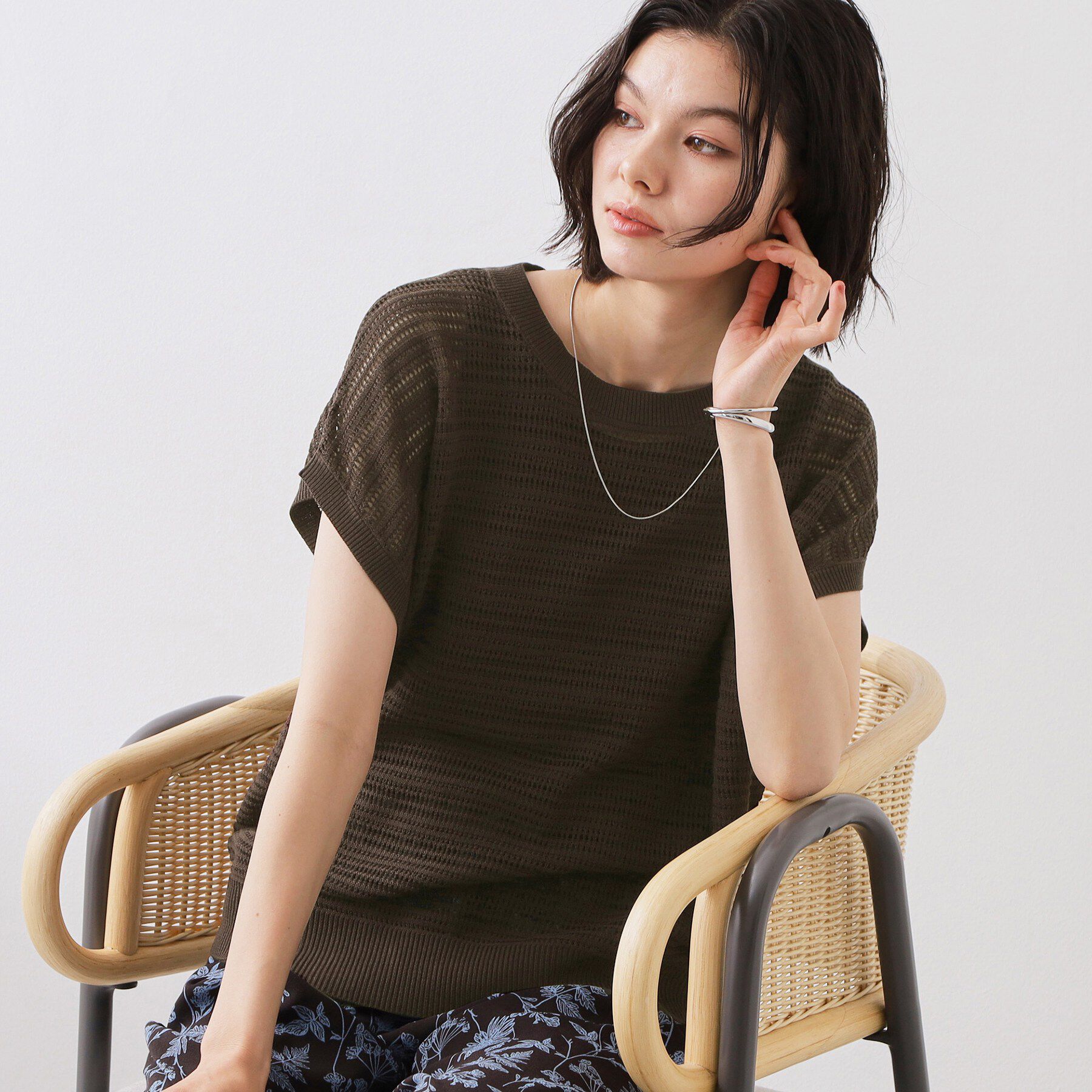 THE SHOP TK「【2点セット】メッシュニット+タンクトップ」|その他|ブラウン(043)