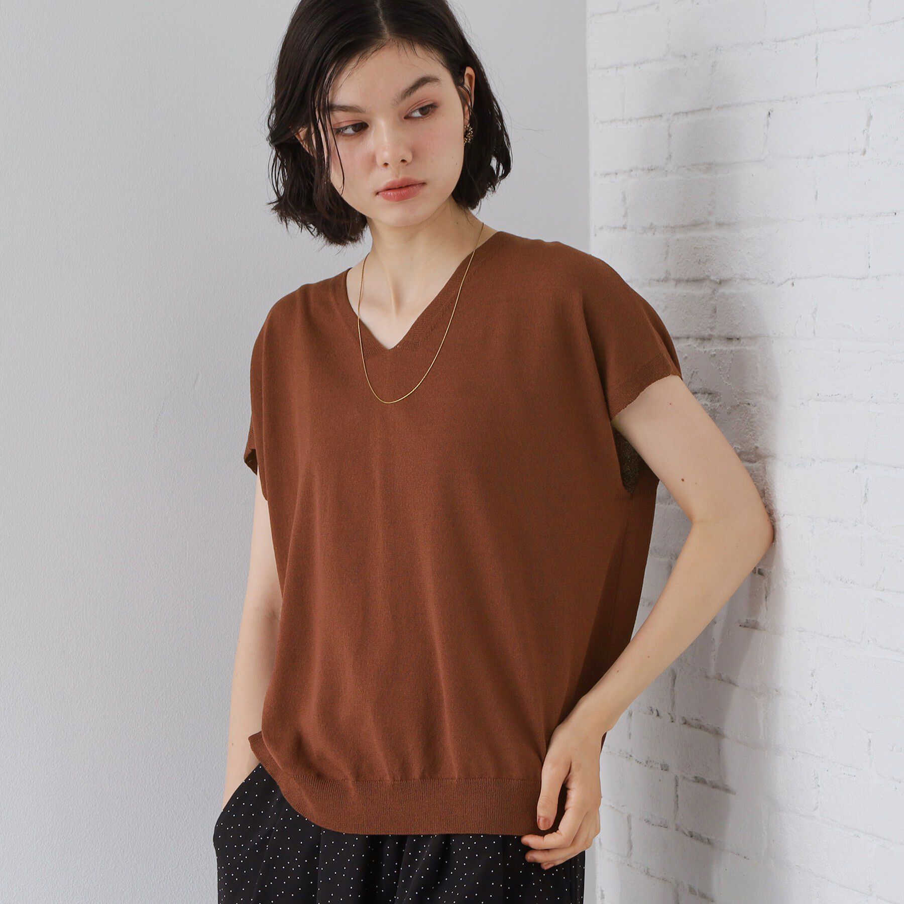 THE SHOP TK「【さらっとタッチ】風通しのいい Vネックサマーニット」|ニット・セーター|