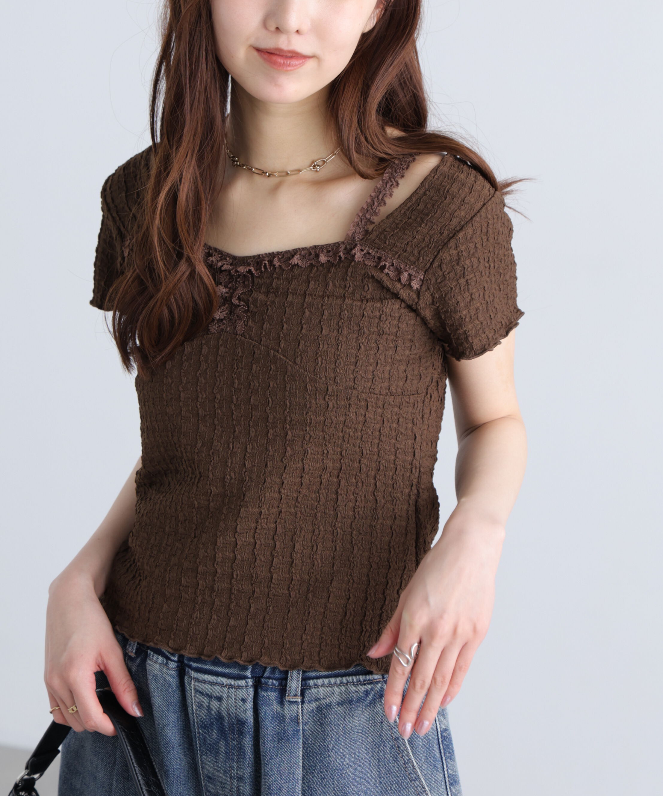  「レースコンパクトカットソー」|Tシャツ・カットソー|