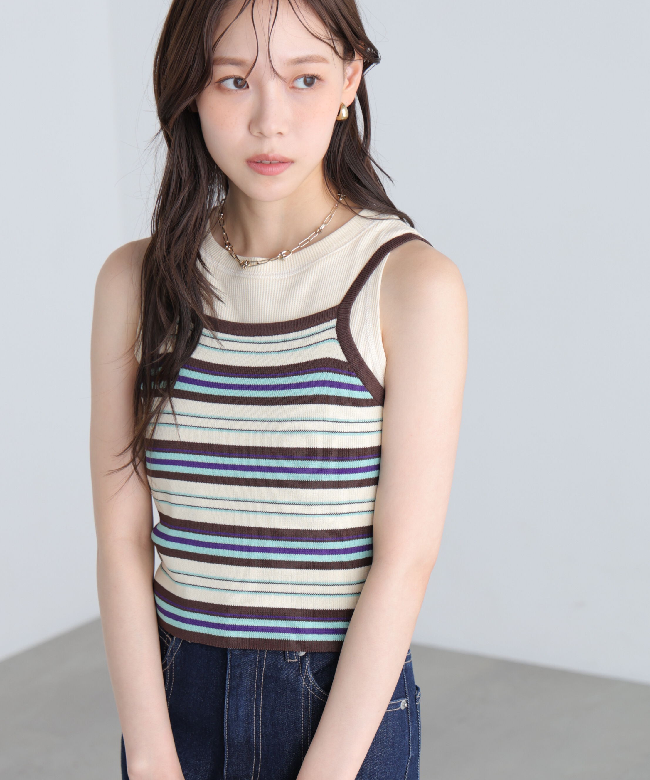  「ワッフルアメスリショート丈タンク」|Tシャツ・カットソー|