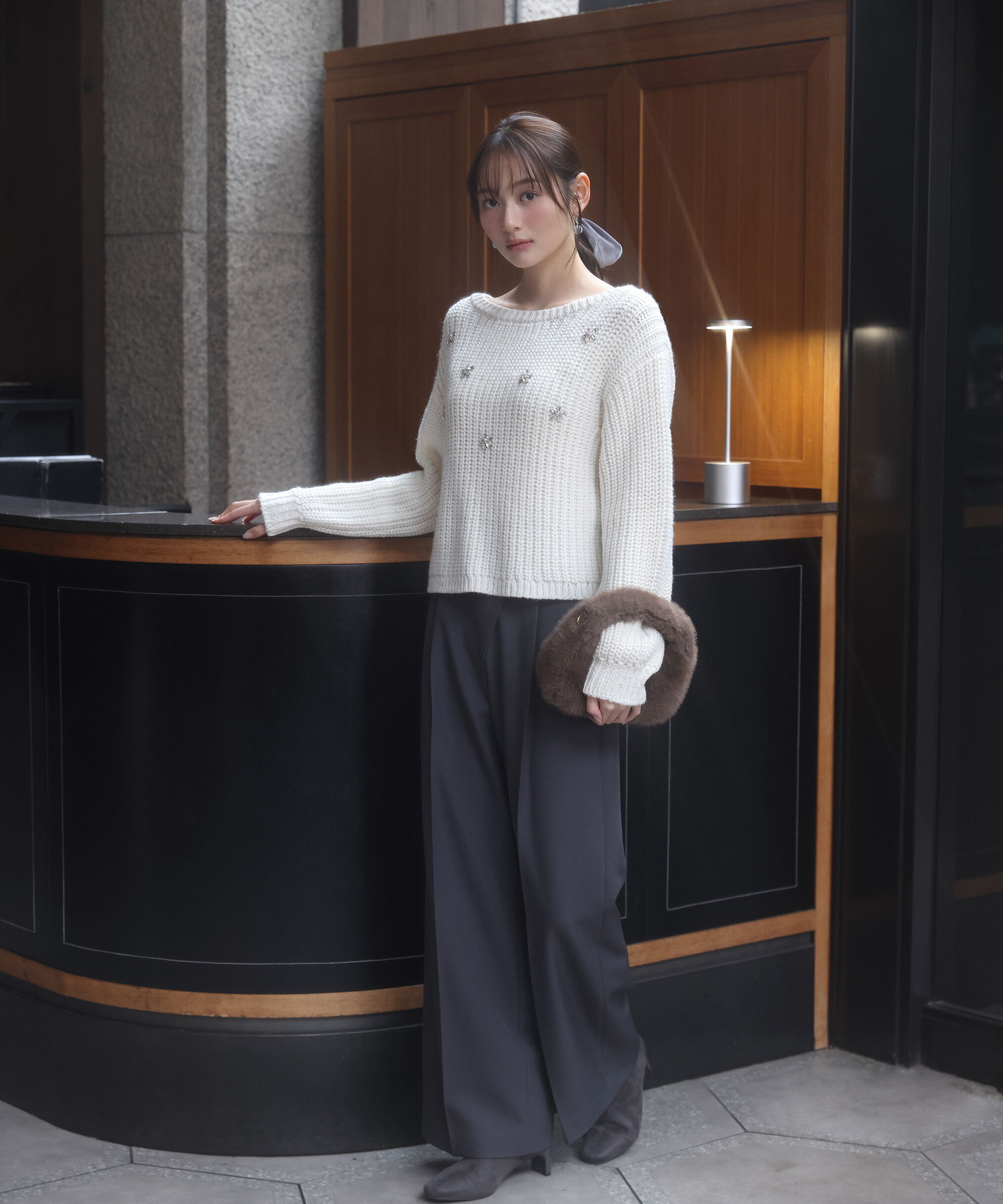 PROPORTION BODY DRESSING「ビジュー付畔ニット　25AW」|ニット・セーター|