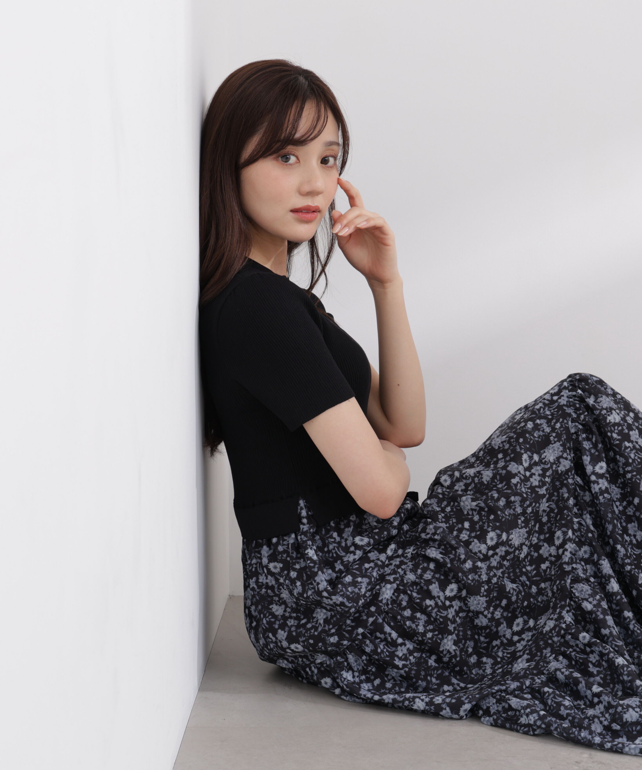 PROPORTION BODY DRESSING「半袖花柄ドッキングニットワンピース 26SS」|ワンピース|