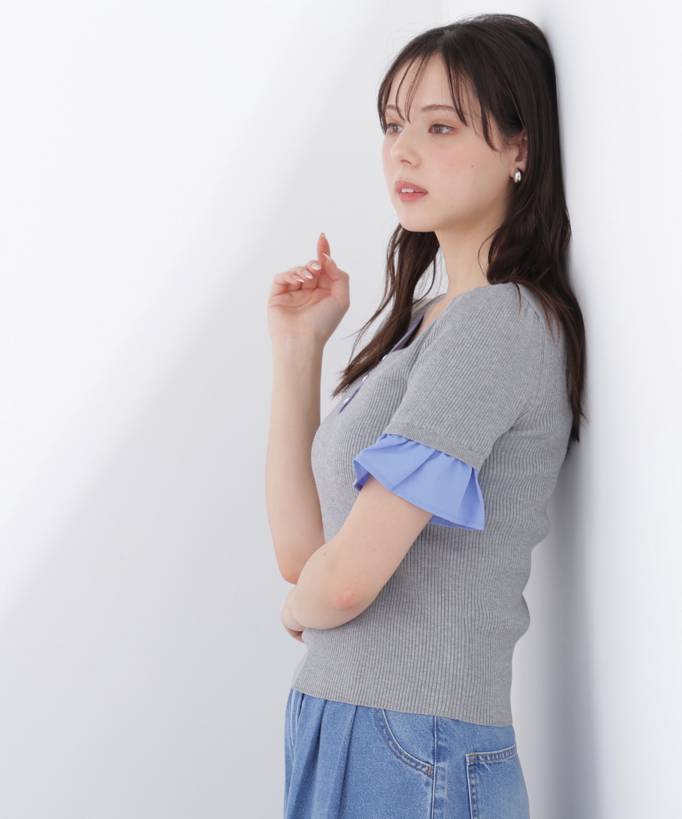 PROPORTION BODY DRESSING「異素材ハーフスリーブニット」|ニット・セーター|