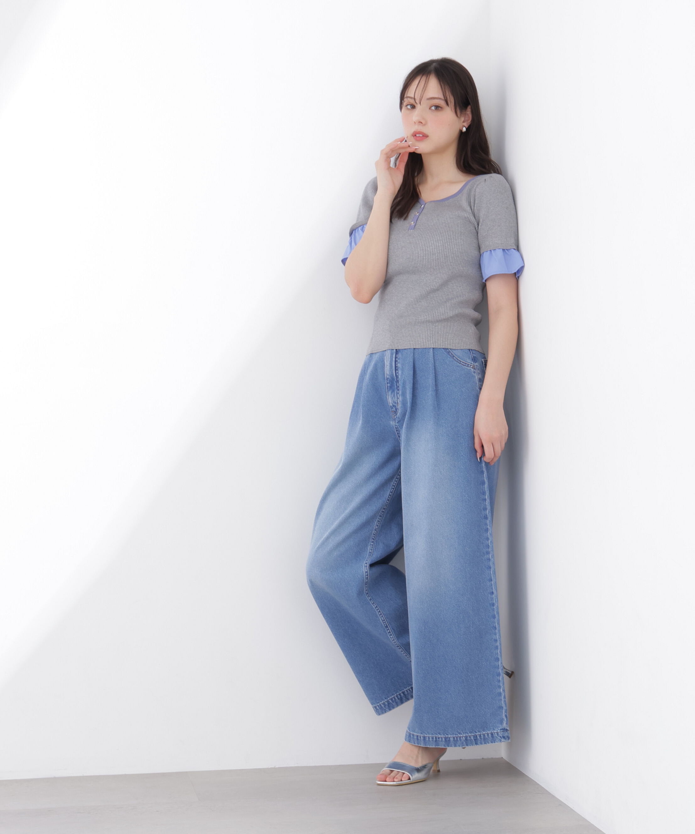 PROPORTION BODY DRESSING「異素材ハーフスリーブニット」|ニット・セーター|
