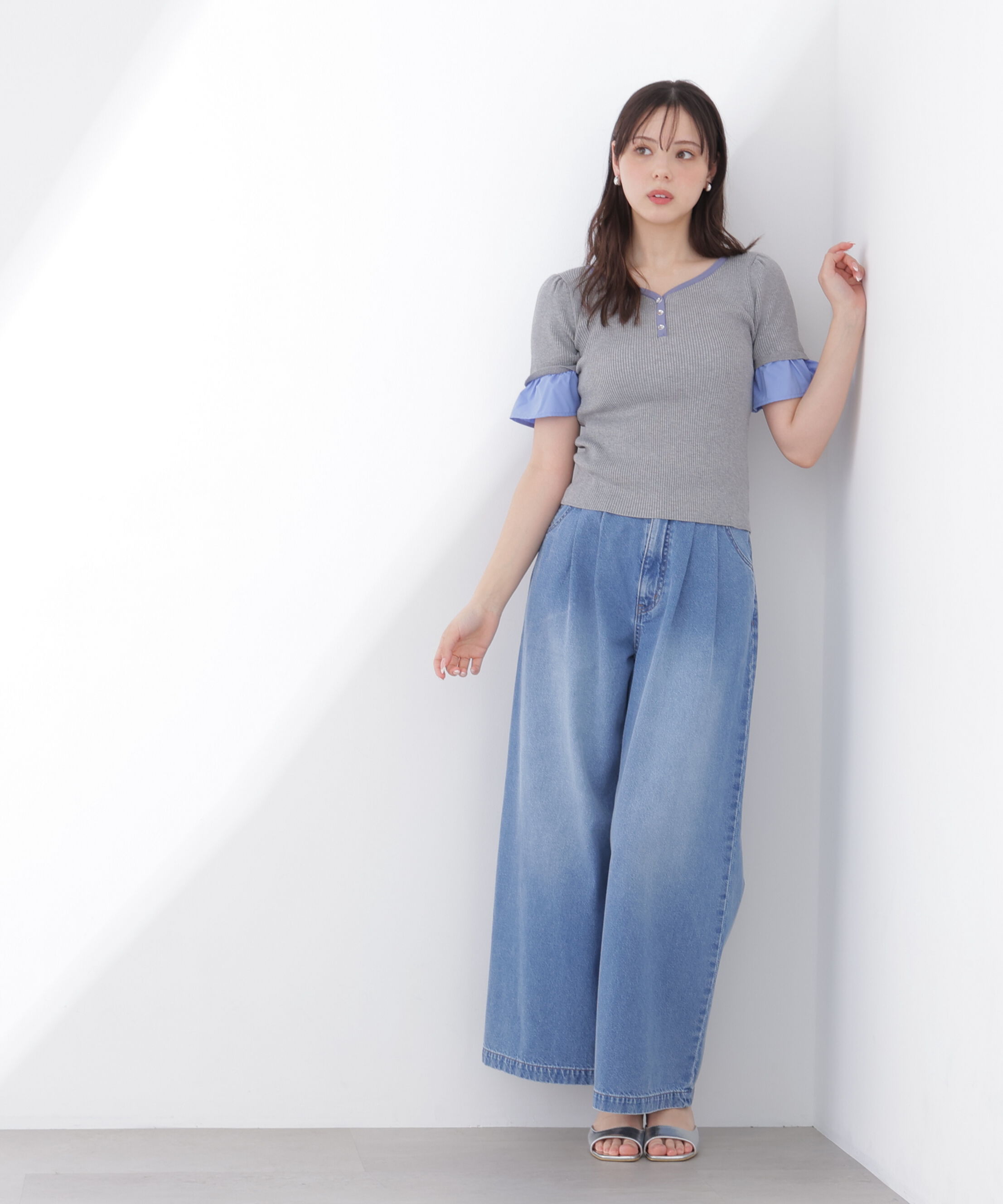 PROPORTION BODY DRESSING「異素材ハーフスリーブニット」|ニット・セーター|