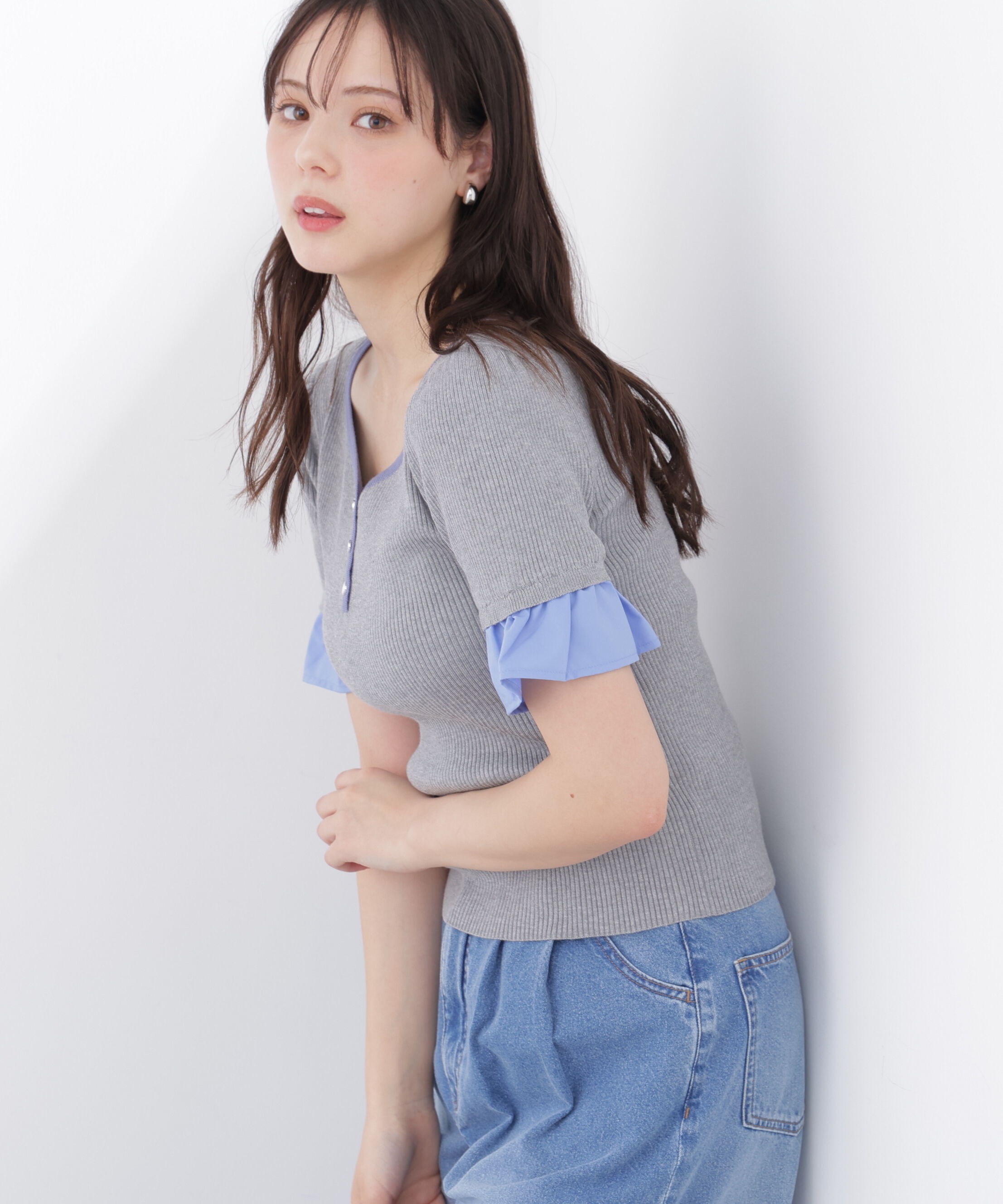 PROPORTION BODY DRESSING「異素材ハーフスリーブニット」|ニット・セーター|