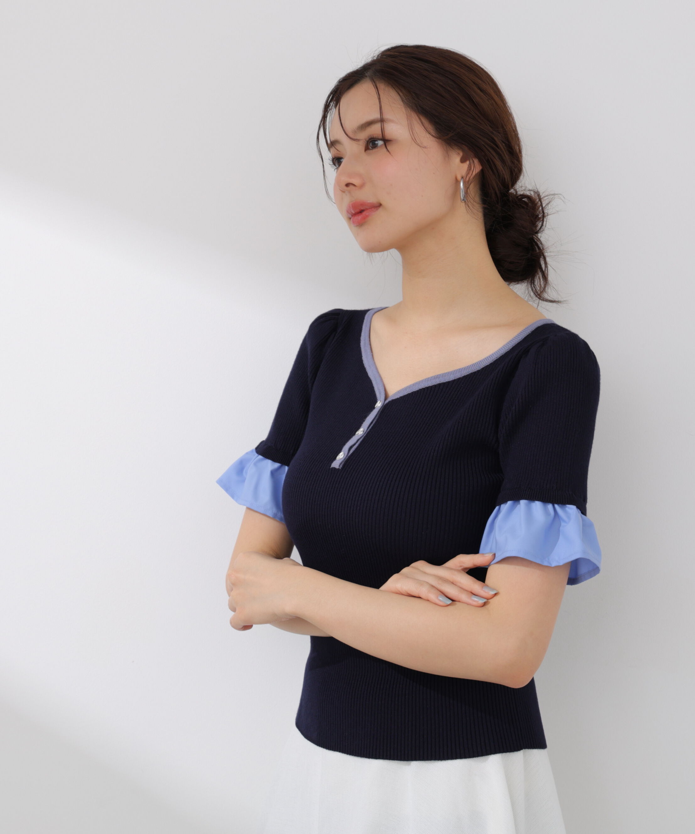PROPORTION BODY DRESSING「異素材ハーフスリーブニット」|ニット・セーター|