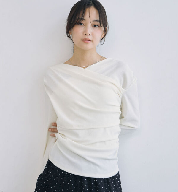archives「【ＯＮかわ】タックドレープオフショルスラブカットＴＯＰＳ」|Tシャツ・カットソー|IVORY
