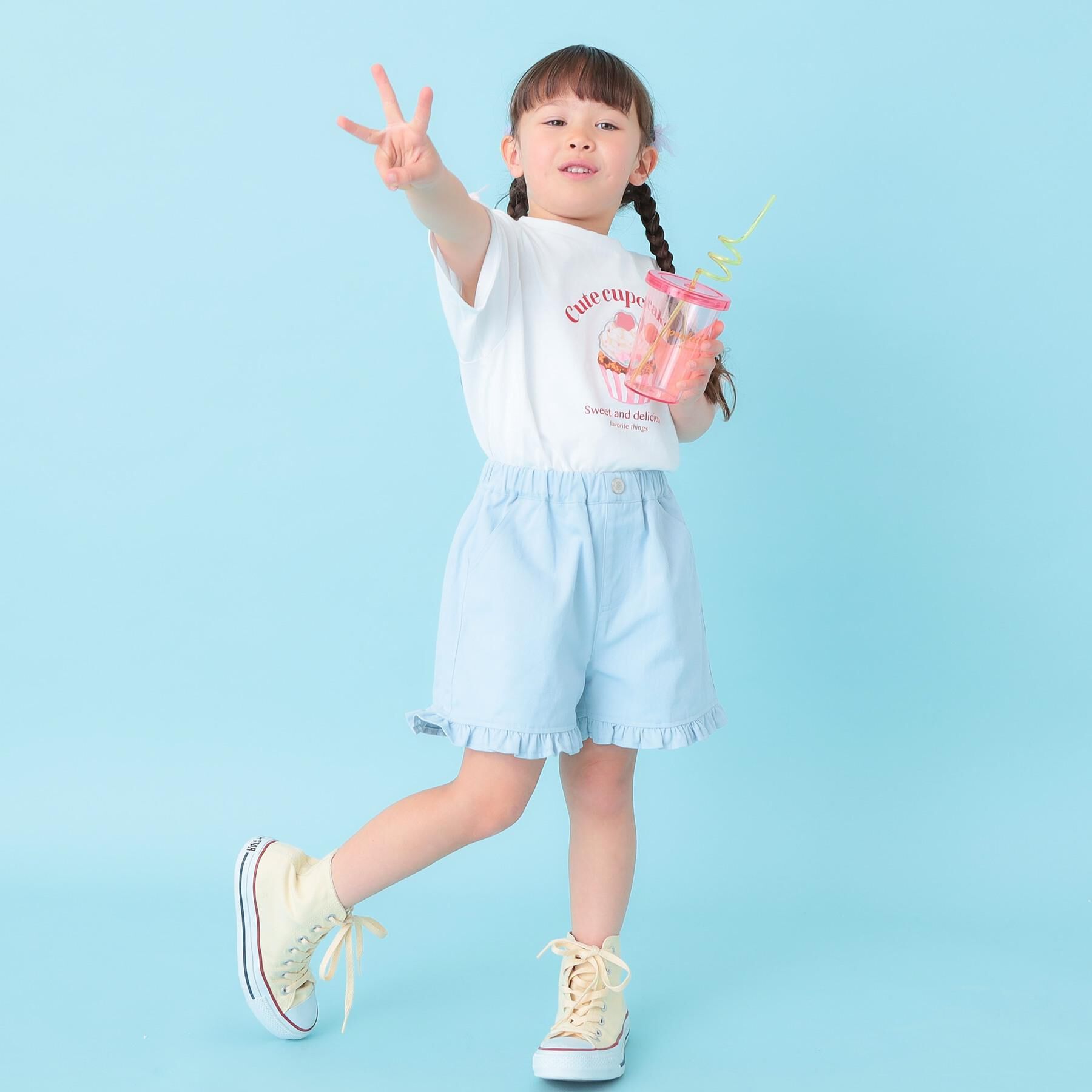 SHOO･LA･RUE「【100-150cm/洗濯機可】フリルショートパンツ」|キュロット|