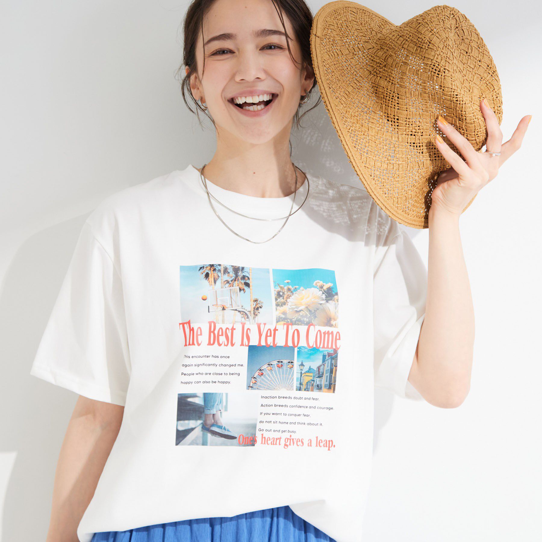 SHOO･LA･RUE「【ひんやり/S-LL】選べる4柄　デイリー使いにぴったりな 大人の頼れるTシャツ」|Tシャツ・カットソー|ホワイト(001)