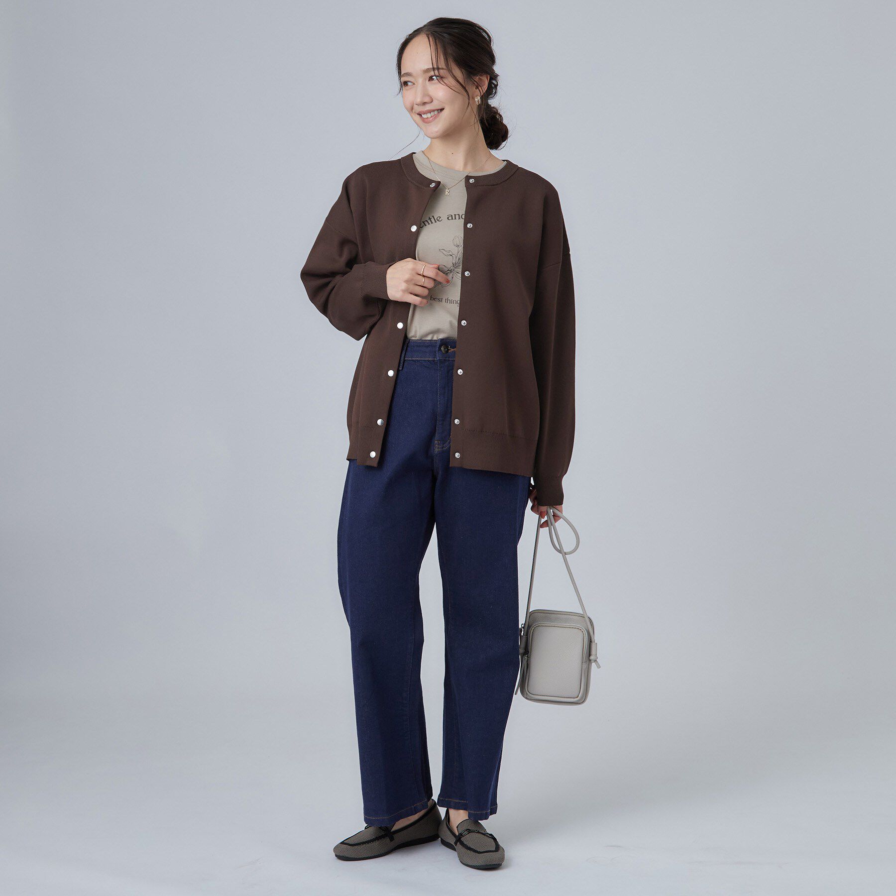 SHOO･LA･RUE「【セットアップ可/洗濯機可】軽やかに羽織れる スポンディシュニットカーディガン」|カーディガン|
