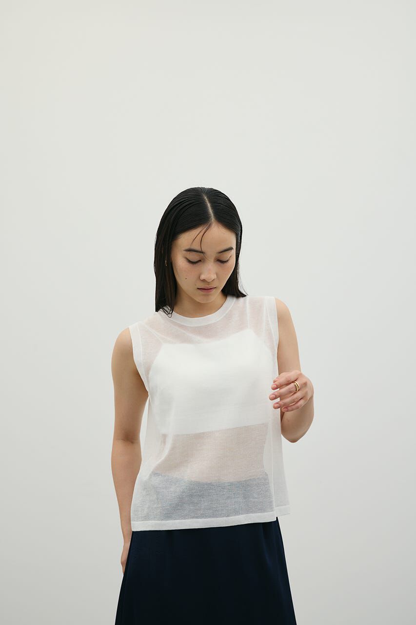 STYLEMIXER「ウォッシャブルリネンミックスニットタンク」|タンクトップ|