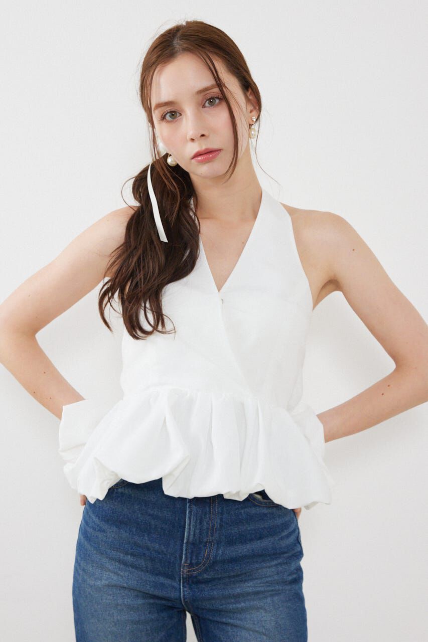 rienda「ホルターネックペプラムトップス」|シャツ・ブラウス|WHT