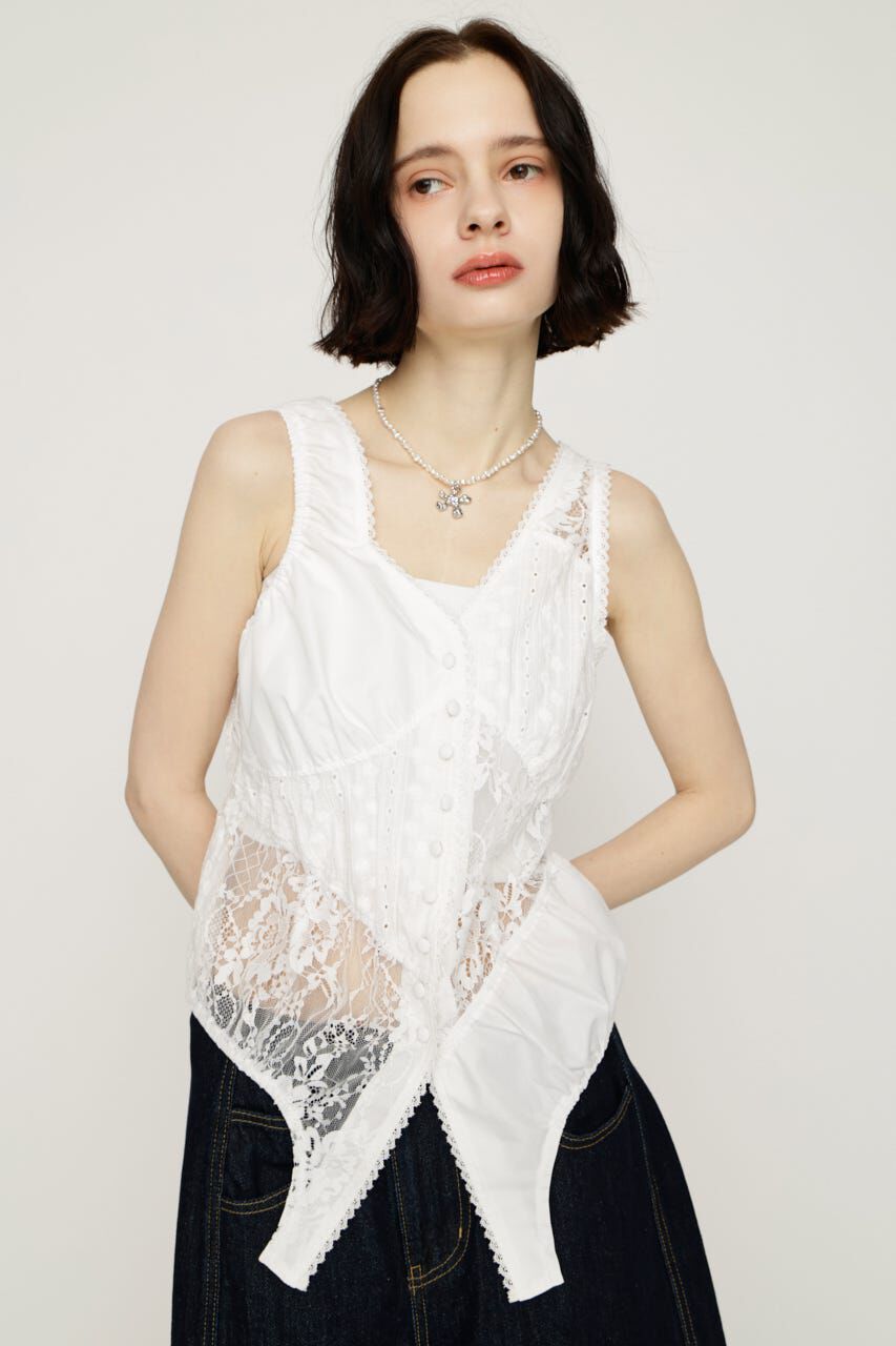 SLY「ASYMMETRY PATCHWORK LACE GILET」|その他|