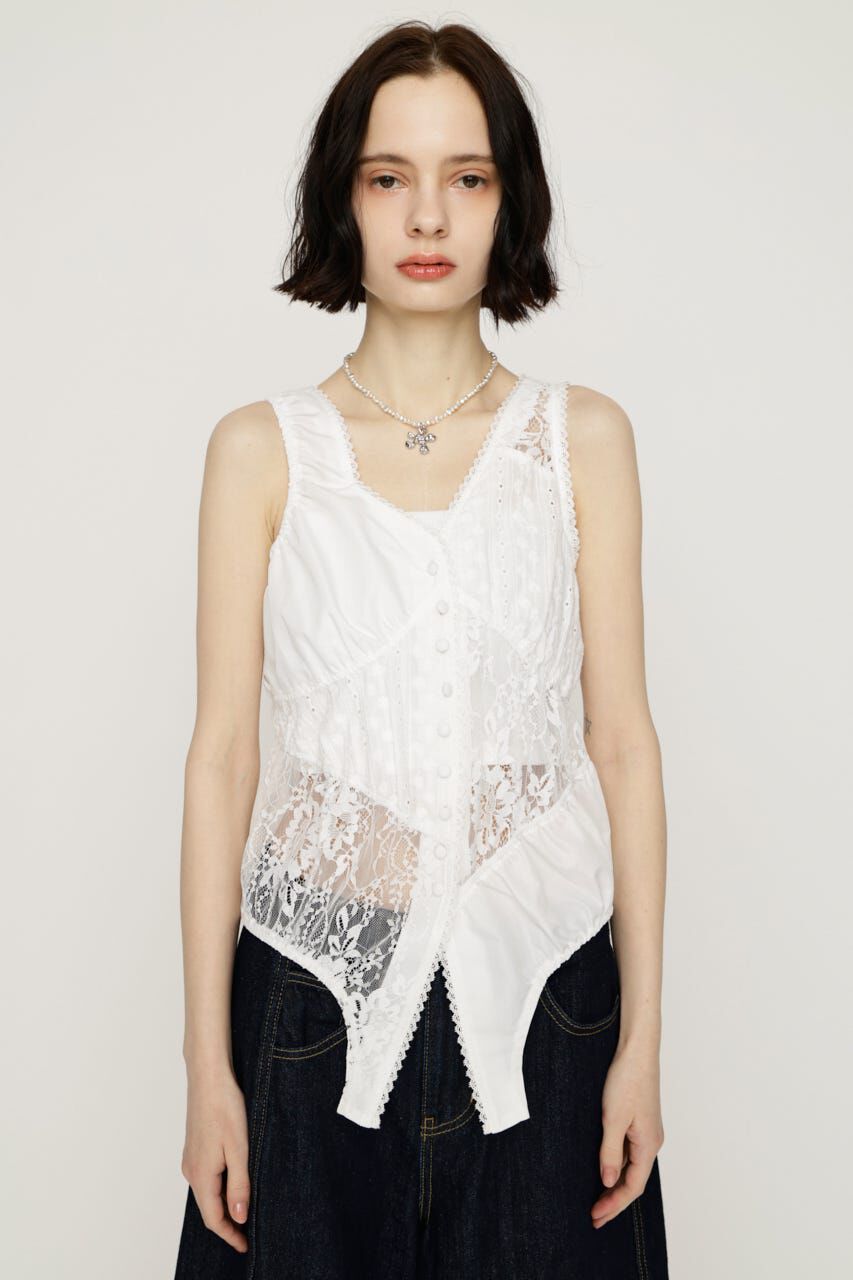SLY「ASYMMETRY PATCHWORK LACE GILET」|その他|