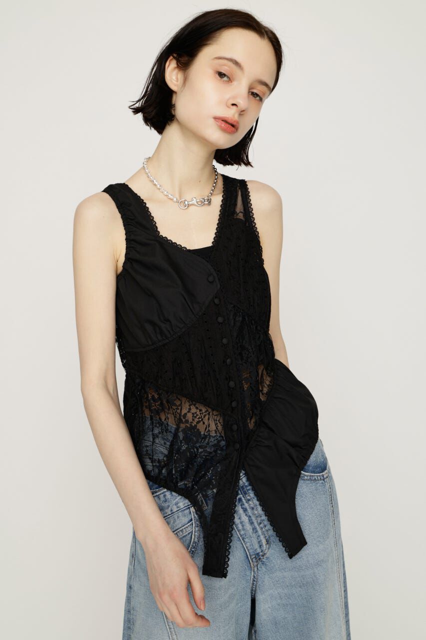 SLY「ASYMMETRY PATCHWORK LACE GILET」|その他|