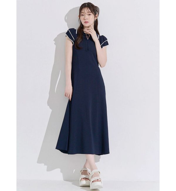 MERCURYDUO「ポロ衿ラッフルニットワンピース」|ワンピース|